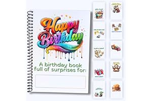 FEATHERSTONE MOTIFS Birthday Gift Card Book, 5x7 inches, with Stickers, Protective PVC Cover, and 20 Double Sided Sticky Dots - 4 Different Cover Design Options (Paint Drip Happy Birthday)