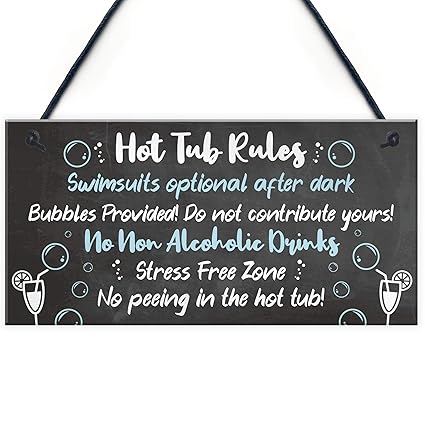 Red Ocean Hot Tub Rules Sign Hot Tub Signs And Plaques Shed Sign