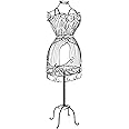 MyGift Vintage Style Black Metal Adjustable Dress Form Mannequin for Women, Garment Rack Form Fitting Dress Display Stand