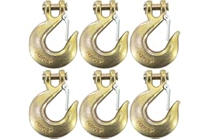SEUNGCH 6 Pcs 3/8" Clevis Slip Hook with Safety Latch, Heavy Duty Chain Hooks, Forged G70 Clevis Chain Hook for Trailer Transportation Towing Winches, 18000LBS Capacity for Heavy Load