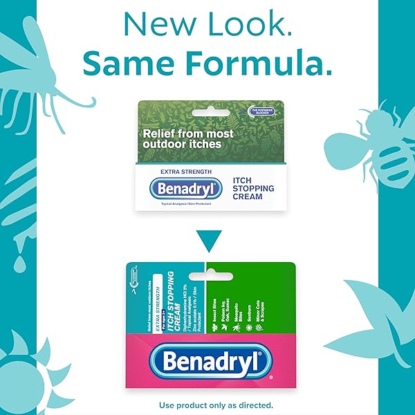 BENADRYL EXTRA STRENGTH ANTI-ITCH TOPICAL CREAM WITH 2% DIPHENHYDRAMINE HCI FOR ITCH RELIEF OF OUTDOOR ITCHES ASSOCIATED WITH POISON IVY, INSECT BITES & MORE, 1 FL OZ