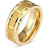 100S JEWELRY Engraved Personalized Tungsten Ring For Men Women Wedding Band Gold Brick Pattern Size 6-16