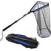 RESTCLOUD Fishing Landing Net with Telescoping Pole Handle, Fishing net Freshwater for Kids Men Women, Extend to 40-63 Inches