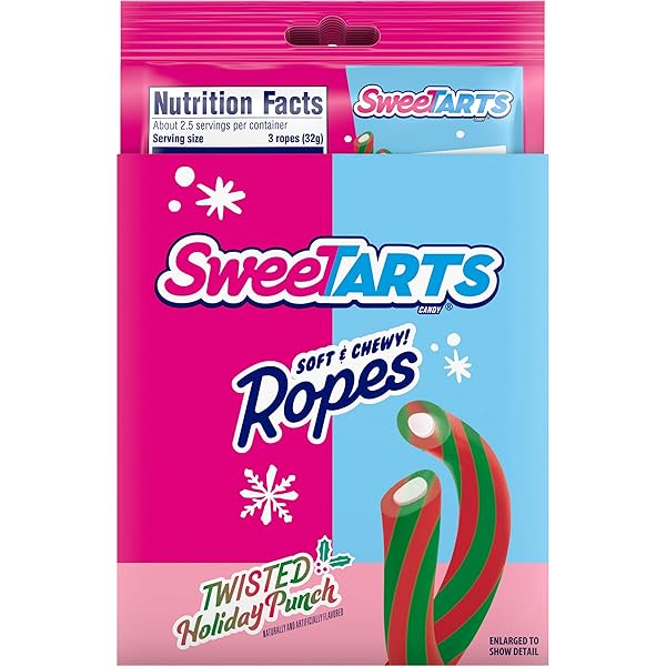 SWEETARTS ROPES TWISTED HOLIDAY PUNCH, CHRISTMAS CANDY, STOCKING STUFFERS, 3OZ, 12 COUNT