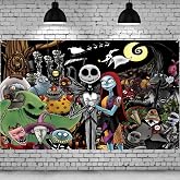 Halloween Backdrop Banner Nightmare Before Holiday Christmas Decor Backdrop | Halloween Photo Backdrop for Photography Banners Birthday Party Decor Home Indoor Outdoor Wall Garage Door