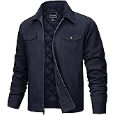 TACVASEN Men's Casual Quilted Cotton Jacket Cargo Corduroy Collar Jacket Work Shacket with 5 Pockets for Fall and Winter