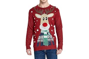 *DAISYSBOUTIQUE* Men's Christmas Rudolph Reindeer Holiday Festive Knitted Sweater Cardigan Cute Ugly Pullover Jumper
