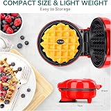 SNAILAR Mini Waffle Maker 550W Red with Non-Stick Coating Ready Indicator view 7