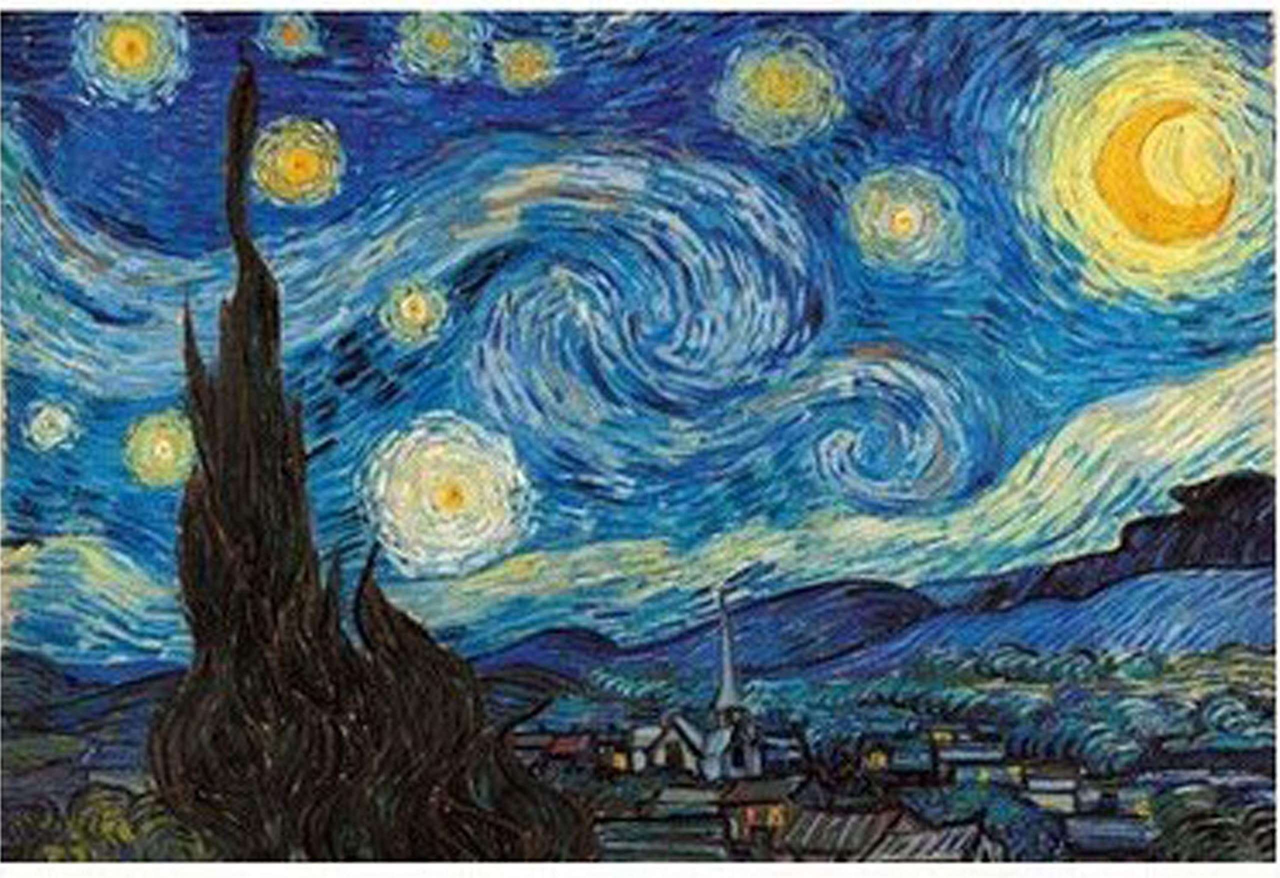 Toysdone 1000 Piece MINI Puzzles for Adults Starry Night by Vincent Van Gogh Jigsaw Puzzle Size:38x26cm( NO BOX )