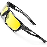 ATTCL Night Driving Glasses with Polarized Sunglasses Men Sports: UV Protection Lightweight TR90 Frame Anti-Slip Wrap-Around J2021 Yellow