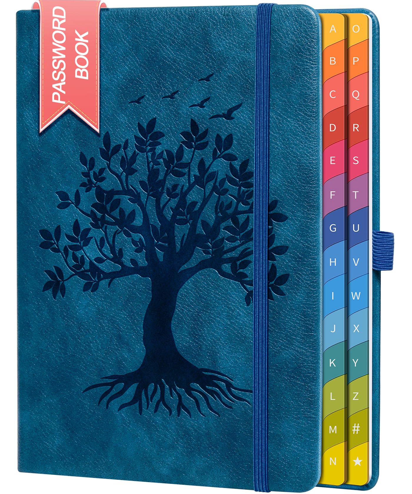 ZXHQ Password Book with Colorful Alphabetical Tabs, 8.4" x 5.8" Hardcover Password Keeper Organizer for Managing Internet Website Addresses and Logins - Blue