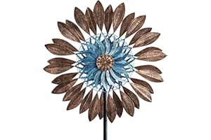Garden Wind Spinners, Outdoor Metal Windmill Yard Spinners Dual Direction Dual Rotors Wind with Kinetic, Wind Spinner Outdoor