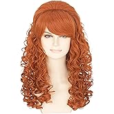 Yan Dream Ginger Women 50s 60s Long Curly Party Beehive Wig Halloween Cosplay Wigs