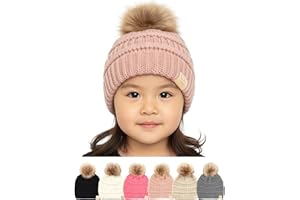 Funky Junque Toddler Pom Beanie – Kids Winter Hat for Ages 1–4, Baby Boy & Girl Knit Beanies, Warm Cozy Knit Snow Hats