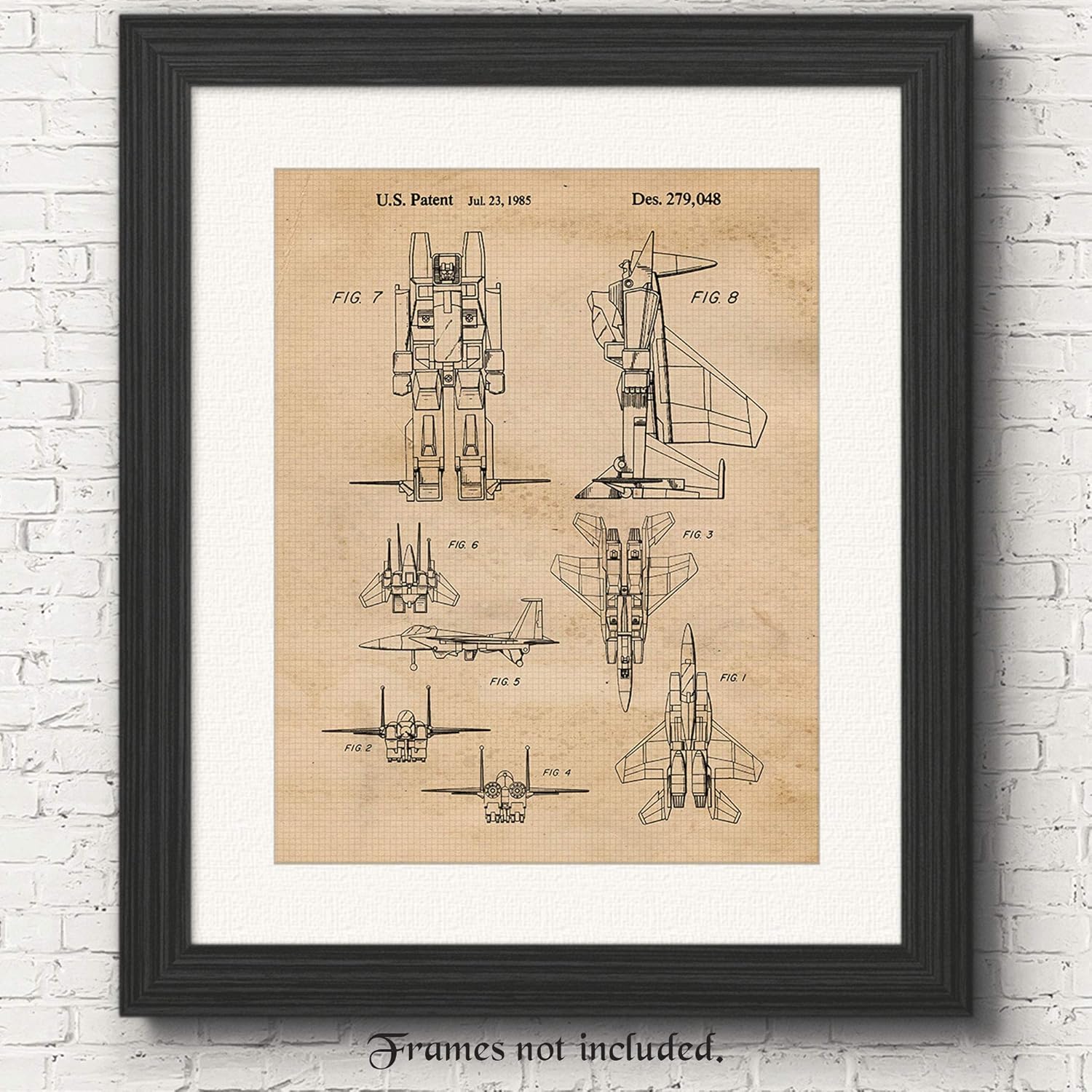 Vintage Transformers Airplane Patent Poster Prints, Set of 1 (11x14) Unframed Photo, Wall Art Decor Gifts Under 15 for Home, Office, Studio, Man Cave, College Student, Teacher, Comic-Con & Movies Fan