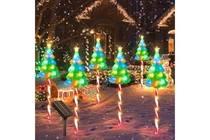 ELECLINK 25" Larger Outdoor Christmas Decorations, 6 Pack Colorful Solar Candy Cane Christmas Tree Lights with 10 Lighting Modes and Bright 102 LED, Waterproof Solar Christmas Tree for Pathway Yard