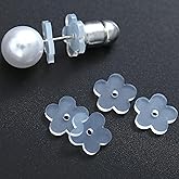 Silicone Earring Backs Stopper for Piercings, Clear Plum Blossom Support Patches, Piercing Stabilizer Discs for Healing Non Pull Piercing (100 pcs)