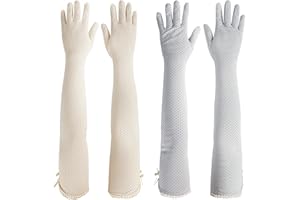 kilofly Women's Long Anti-UV Breathable Arm Sun Block Driving Gloves, 2 Pairs