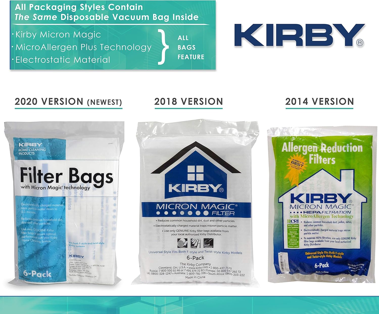 Kirby Filter Bags with Micron Magic technology (6 Pack) -