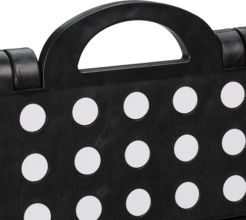 Taburete Plegable, Portátil, Escalón Baño, para Niños o Viajes, Resiste hasta 150 kg, 39 x 39 x 32 cm, Negro