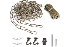 Canomo Swag Lighting Kit with 12 Feet Chandelier Chain and 15 Feet Cord, Instructions Included for Chandelier, Pendant Light, Antique Brass