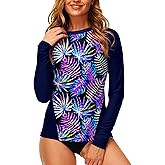 AOBUTE Women Long Sleeve Rash Guard UPF 50+ Swim Shirts with Thumb Hole