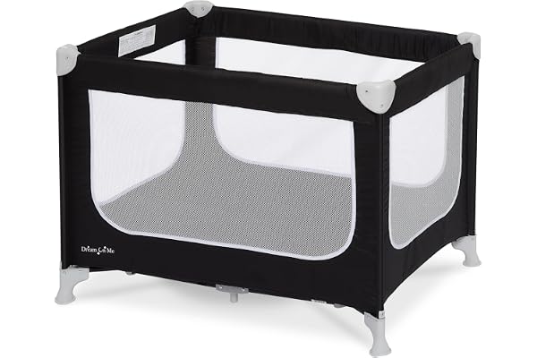 Dream On Me Zodiak Baby Playard, Breathable Mesh Sides, Soft Comfortable Mattress, Quick & Easy to Fold with Travel Carry Bag, Compact Space Saving Design - Black | Removable 1" Mattress Pad, Mesh Sides, Quick Fold, 30 Lb Limit - ASTM Tested for Infants & Toddlers, Indoor & Outdoor Use