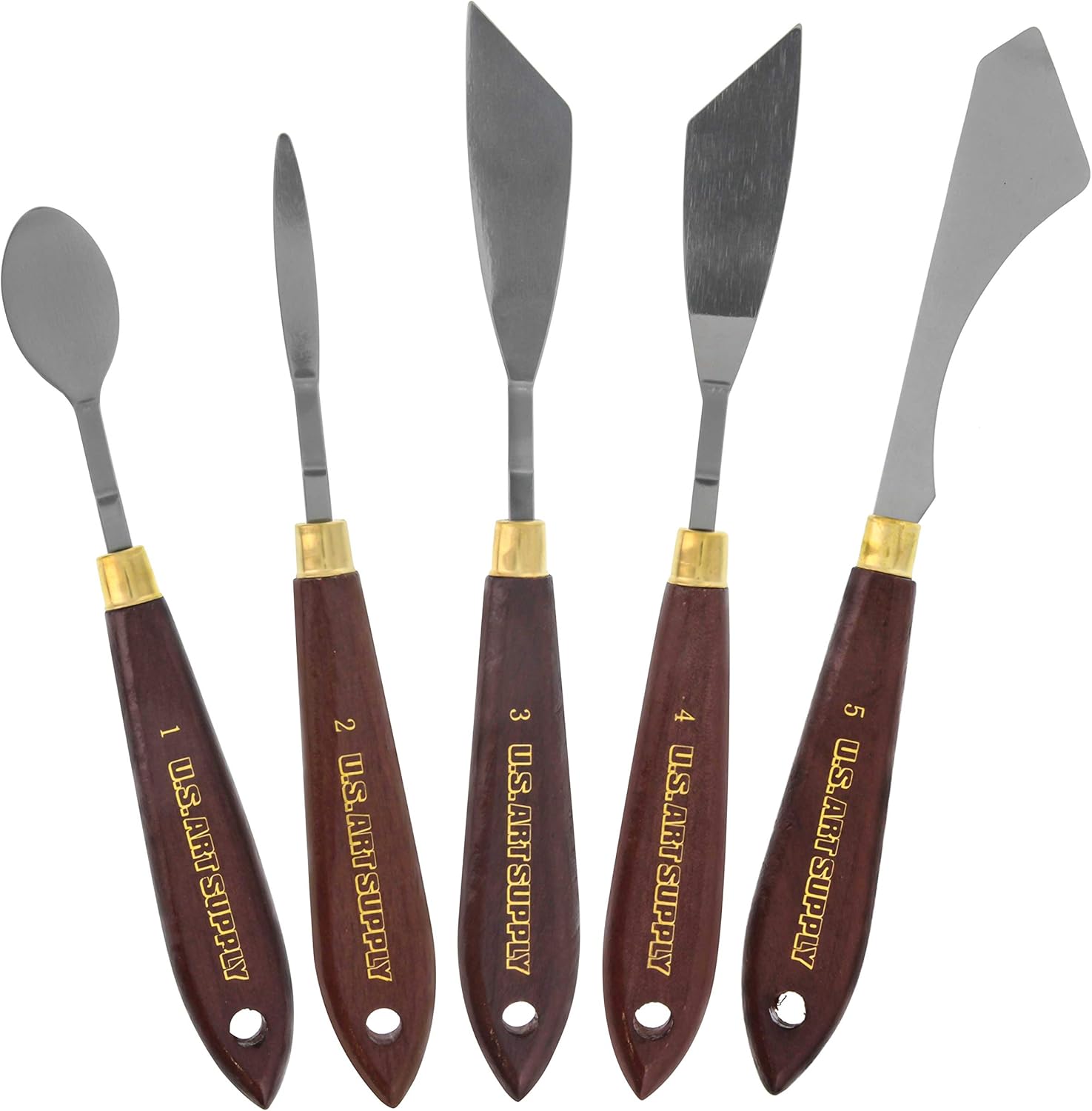 U.S. Art Supply 5 Piece Premium Assorted Metal Palette Knife Set- Great New Shapes for Epoxy and Acrylic Pouring