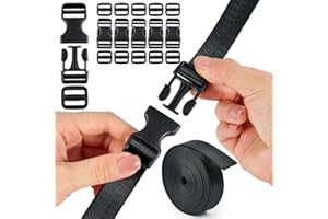 MELORDY Buckle Straps Set 3/4'' - 6 Yards Nylon Webbing 3/4 inch, 6 PCS Dual Side Release Buckles, 12 PCS Tri-Glide Sliders, Heavy Duty Dual Adjustable No Sewing Kit