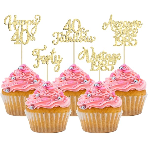 24 Stück Cupcake-Topper „Hello 40“ In Roségold – Glitzer-Deko Für 40. Geburtstag & Partys