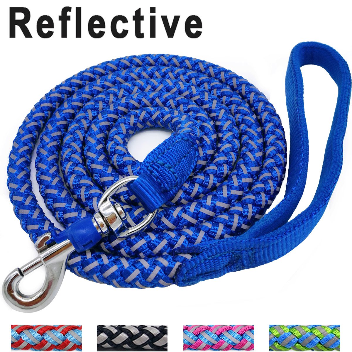Mycicy 4 ft Reflective Blue Dog Leash, Best Nylon Braided