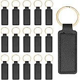 PATIKIL 16pcs Leather Keychain Blanks,72mm Sublimation Keychain Blanks PU Leather Key Chain Keyring with Rings