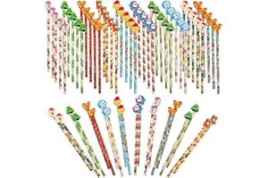 DIYASY Christmas Pencils for Kids Bulk, 50 Pcs Holiday Pencil with Erasers Xmas Wood Pencils Party Favor Supplies Classroom Rewards Prizes Stationery Decorations 10 Styles