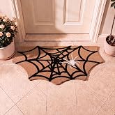 Rtteri Halloween Spider Web Doormat Bat Shaped Faux Coir Welcome Mat | 17