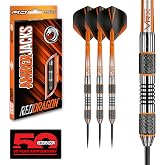 RED DRAGON Darts &ndash; Amberjack Series Steel Tip Dart Set with Dart Flights and Dart Shafts (Stems) - Available in Variety of Weight and Barrel