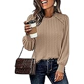 KIRUNDO Long Sleeve Shirts For Women 2025 Fall Trendy Textured Knit Going Out Tops Casual Dressy Crewneck Work Blouse Tunic
