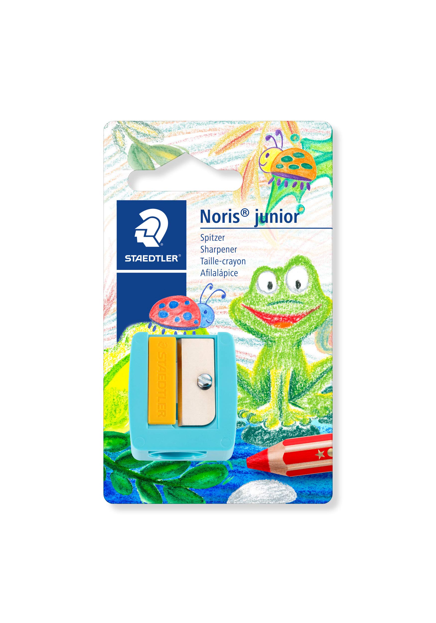 STAEDTLER Noris Junior 514 10 BK Sharpener (Suitable for Children, Extra Thick, Especially Suitable for Colouring Pencils with Approx. 14 mm Diameter, Blade Guard and Finger Guard for Maximum Safety)