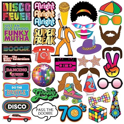 70 S Disco Party Photo Booth Party Props 40 Pieces Funny 70 S