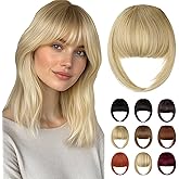 Fanguilar Bangs Hair Clip in Bangs, French Ash Blonde Fake Bangs Hair Clip on Bangs for Women Fringe with Temples Hairpieces Faux Bangs for Daily Wear