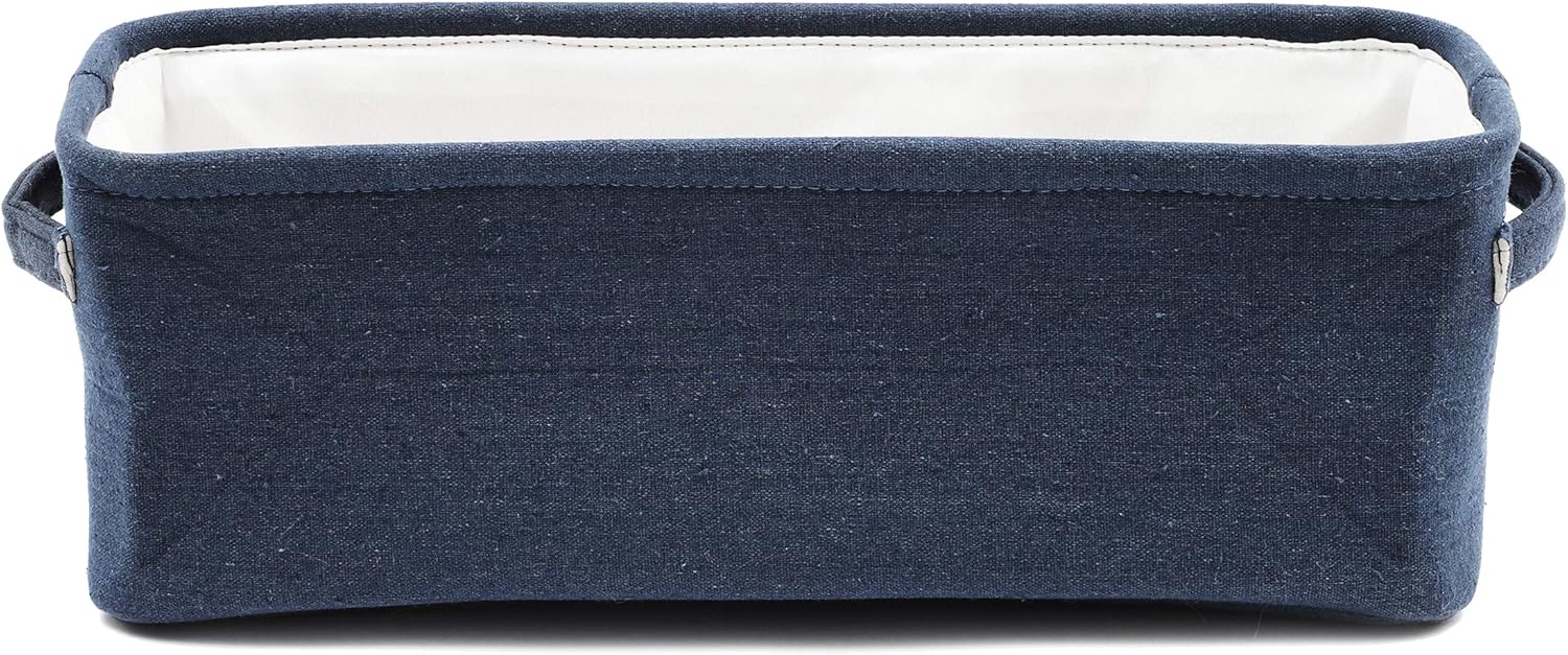 Juvale Dark Blue Fabric Storage Bin for Home and Bathroom (16 x 6 x 5.5 Inches): Home & Kitchen