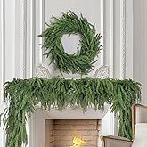 4 Pack Christmas Norfolk Pine Garlands 6FT, Real Touch Artificial Greenery Garland – Full Evergreen Pine Garland for Mantle, Fireplace, Table, Wall, Stairs & Outdoor Holiday Décor