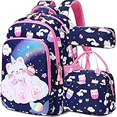 Girls' Elementary School Backpack with Lunch Box - Back to School Bag Bookbag