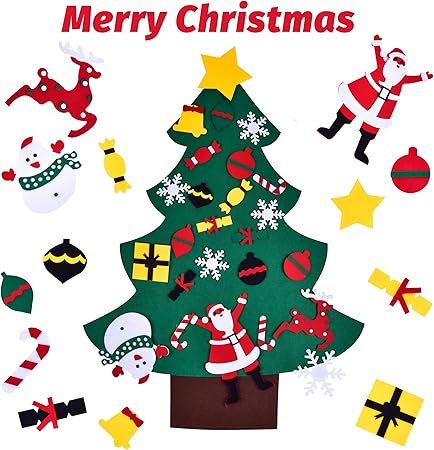 Regali Di Natale Fai Da Te Bambini.Rooya Baby Albero Di Natale In Feltro Fai Da Te Per Bambini Regali Di Natale 3 5 Ft Della Feltolta Di Diy 24 Pezzi Decorazioni Natalizie Per Porta A Parete Di Capodanno Amazon It Casa E