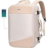 PIJUSHI Travel Backpack for Women Carry on Suitcase Backpack Flight Approved Personal Item Bag Fits 16 Inch Laptop(PE035 Beige)