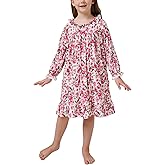 EASWEET Bamboo Viscose Girls Nightgowns 3-12 Years Long Sleeve Princess Pajama Dress Soft Sleepwear for Kids