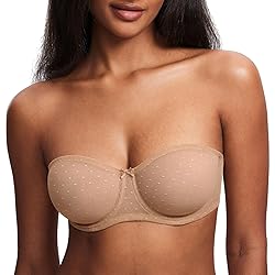 DOBREVA Women's Mesh Strapless Bra Sheer Unlined