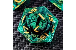 KERWELLSI Sharp Edge Dragon Eye DND Dice Set for Dungeons and Dragons, Resin Polyhedral D&D Dice Set with Gift Box, Green Float Liquid Core Role Playing Game Dice Set Dice D20 D12 D10 D8 D6 D4