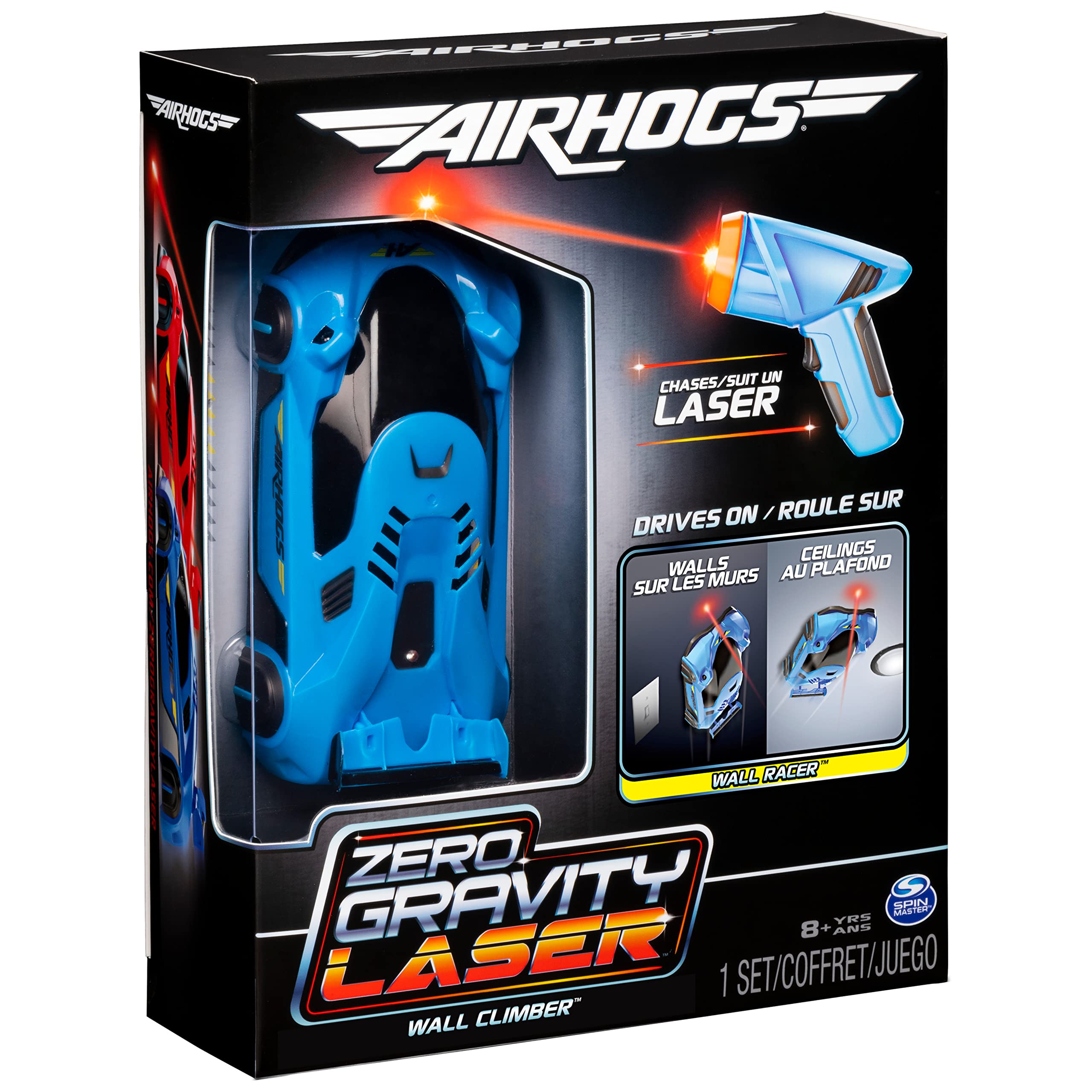 Air Hogs Zero Gravity Light, Light-Guided Wall Racer, Wall Climbing Race Car,Blue