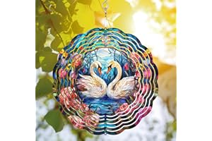 64DECALS 64memory Swan Wind Spinner, Swan Wind Spinner Hanging for Yard and Garden, Unique Gift Wind Spinner, 3D Hanging Wind Spinner Outdoor, Cute Swan Wind Spinner (Swan)