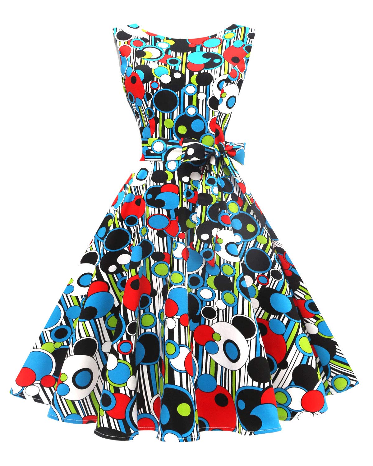 Hanpceirs Vestido de cóctel vintage de los años 50 con cuello barco, sin mangas, estilo burbuja, XS